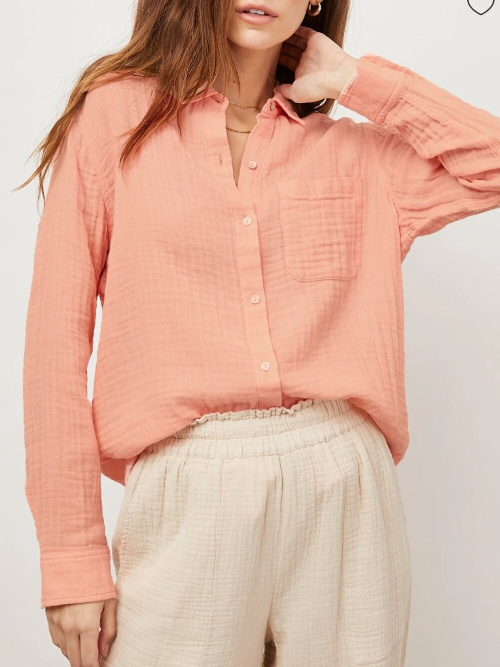 Rails 💚 Ellis Flamingo Organic Cotton Gauze Button Down Shirt M